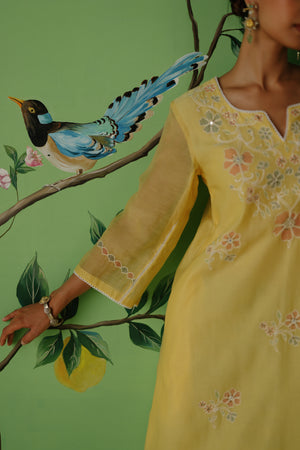 Yellow Chequered Salwar Set.