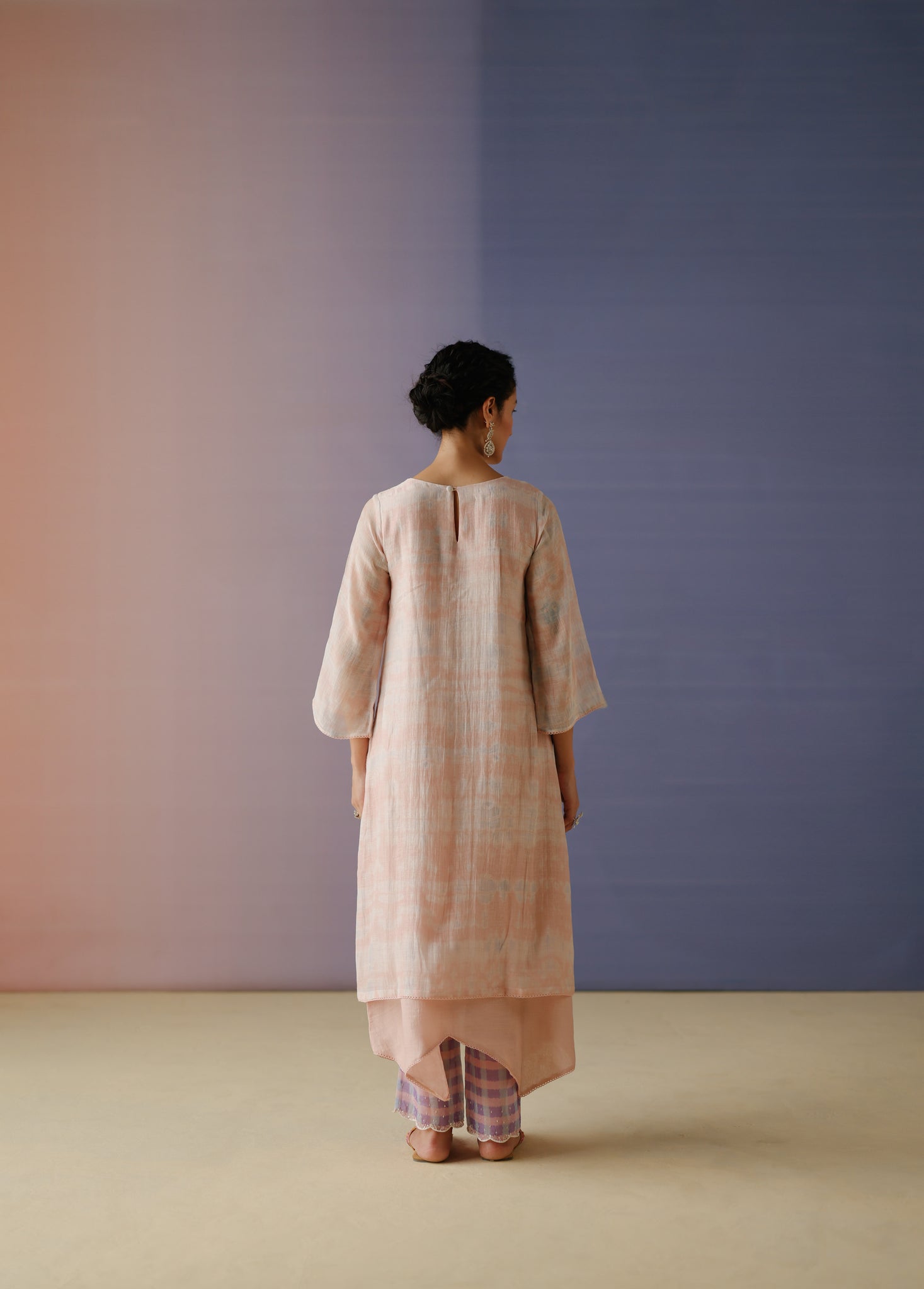 Pink Tie & Dye Anarkali Set