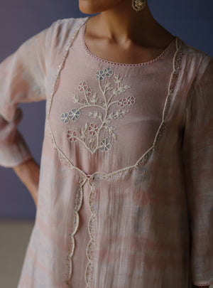Pink Tie & Dye Anarkali Set