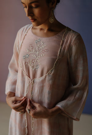 Pink Tie & Dye Anarkali Set