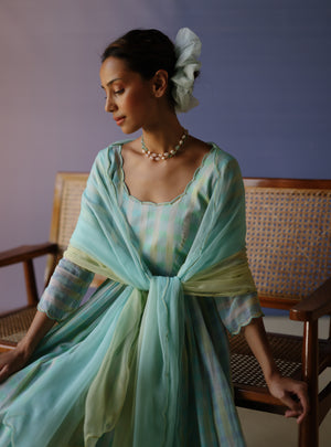 Blue multi ombre Anarkali Set