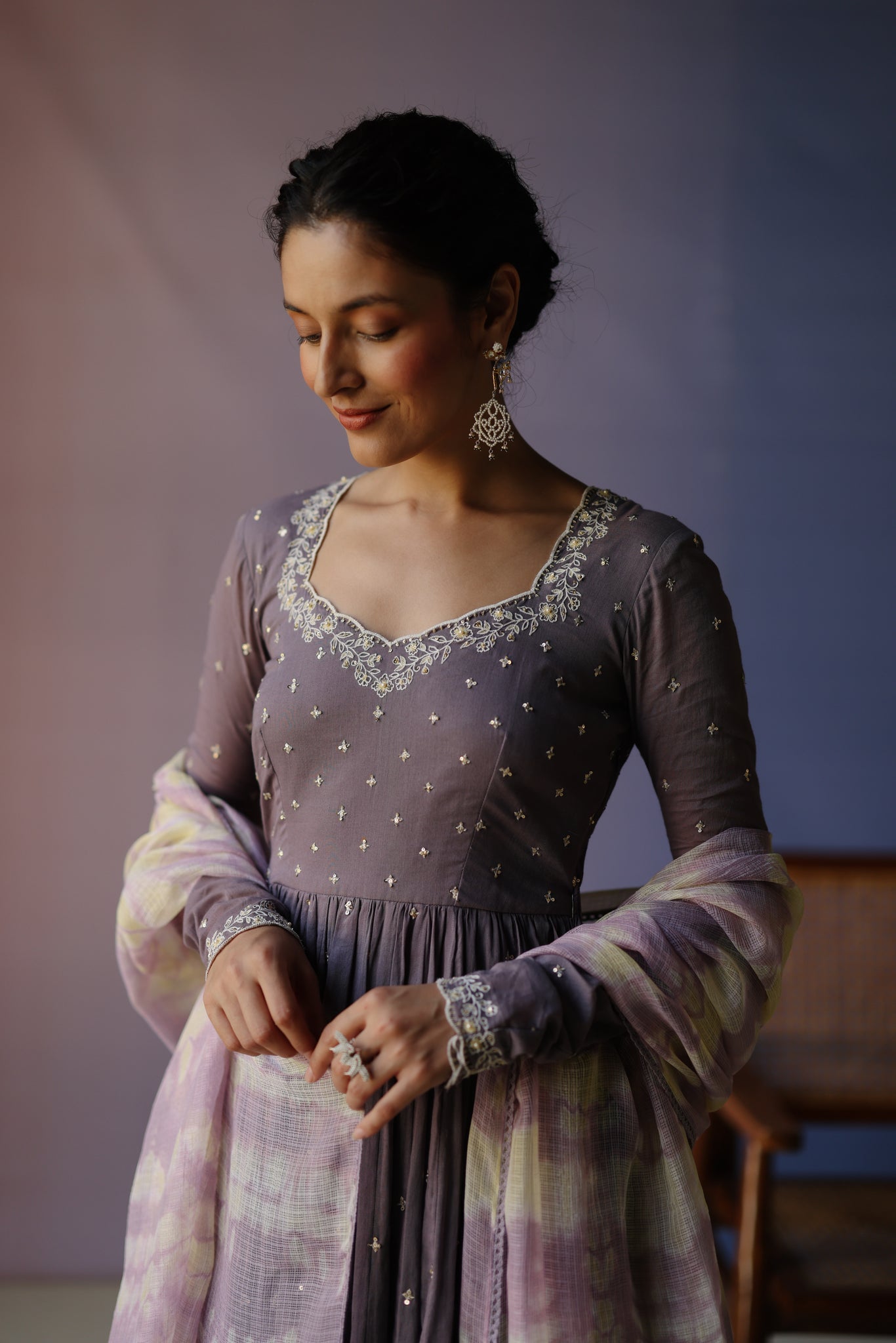 Lilac Anarkali Set