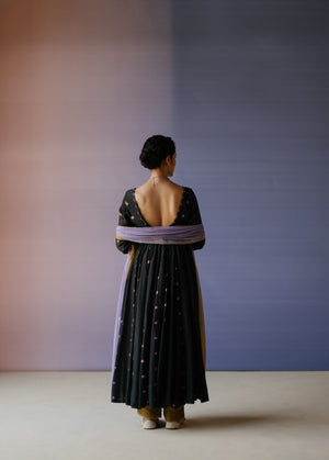 Black Polka Anarkali Set