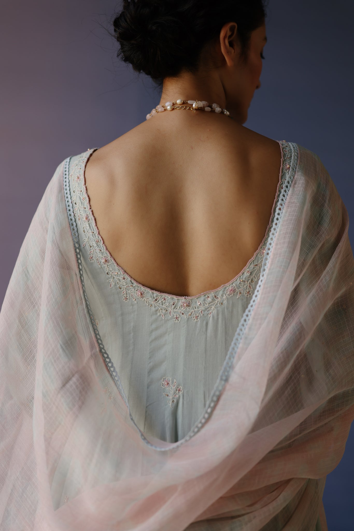 Ice Blue Anarkali Set