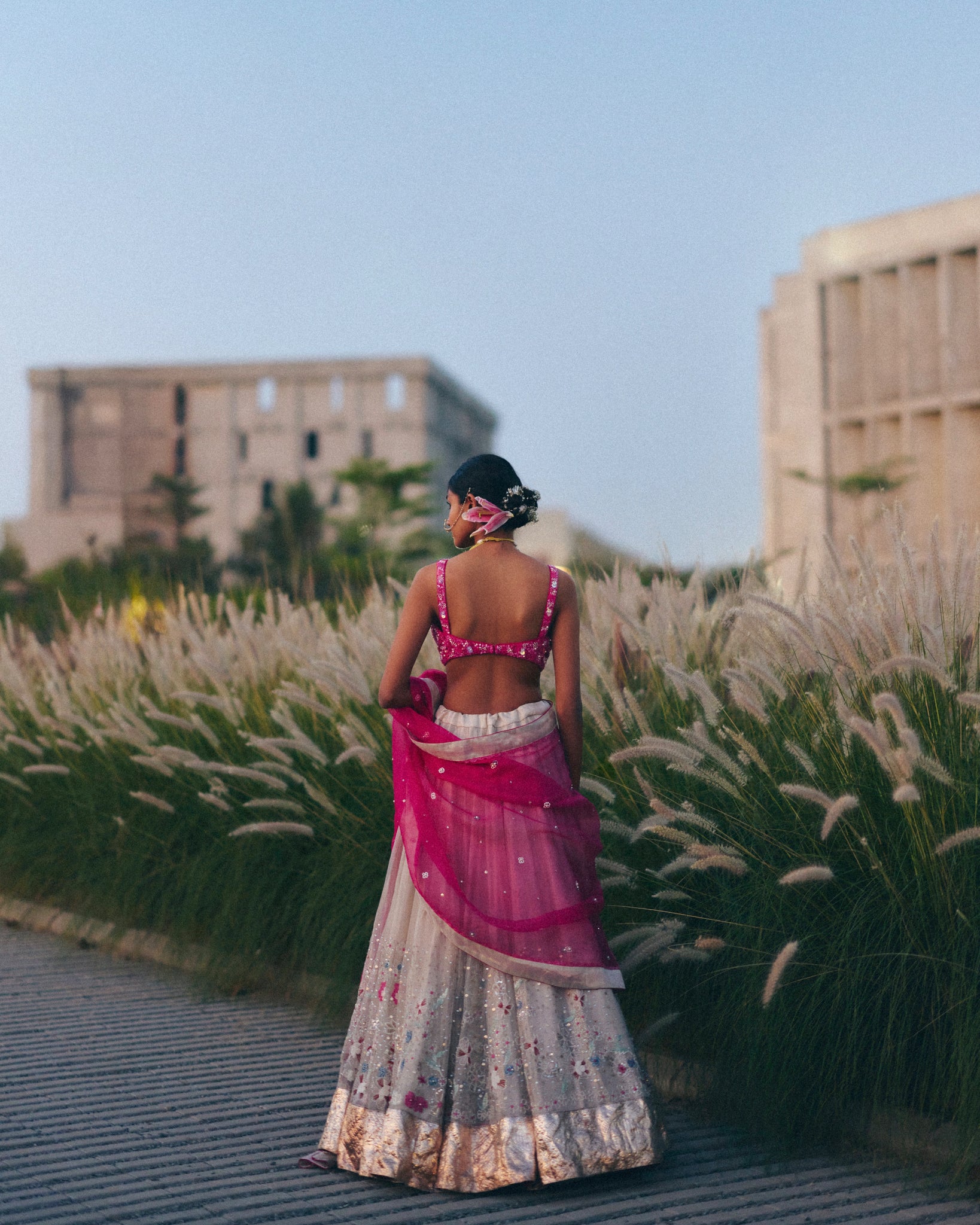 Rani Pink & Silver Lehenga Set