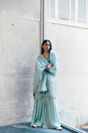 Bottle Green & Sea Green Kurta Set
