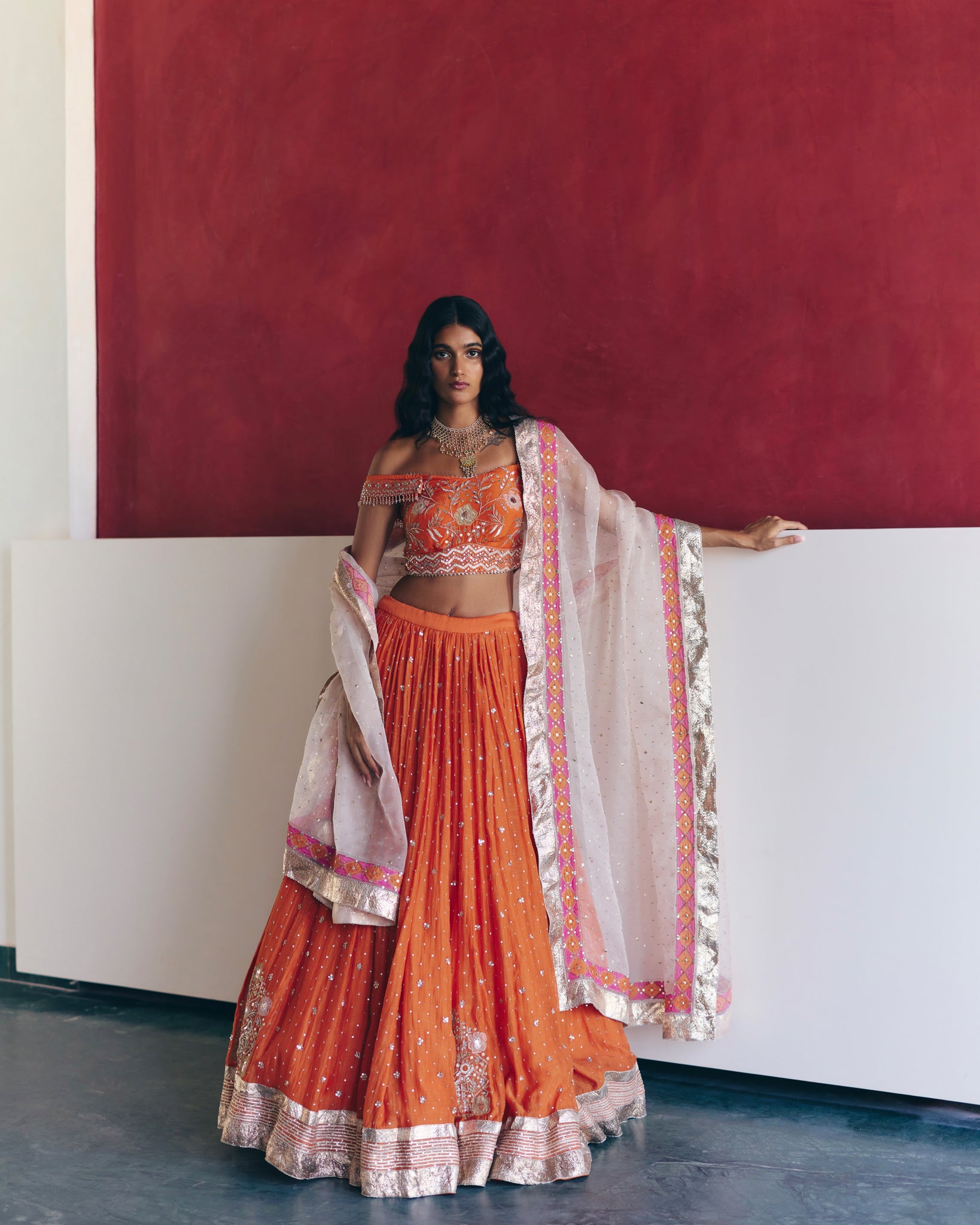 Orange Lehenga Set