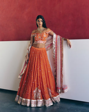 Orange Lehenga Set