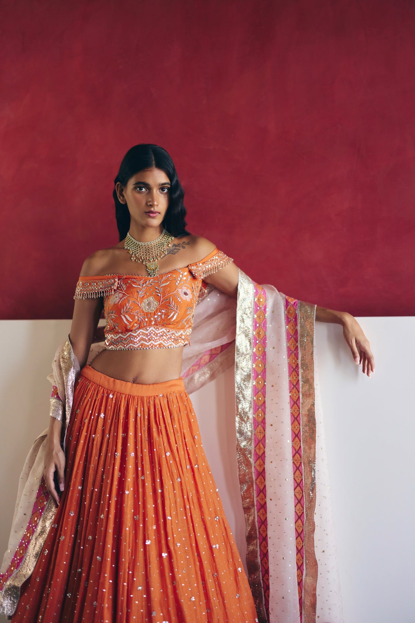 Orange Lehenga Set
