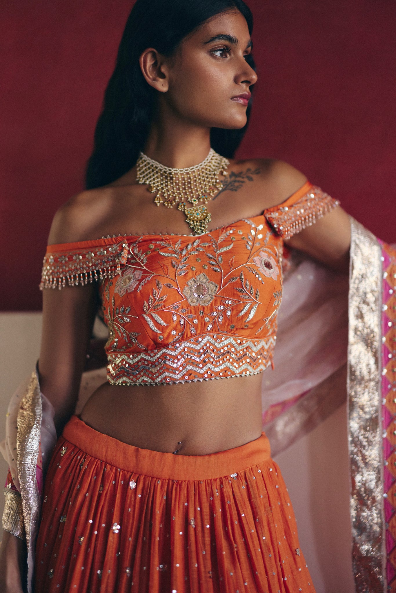 Orange Lehenga Set