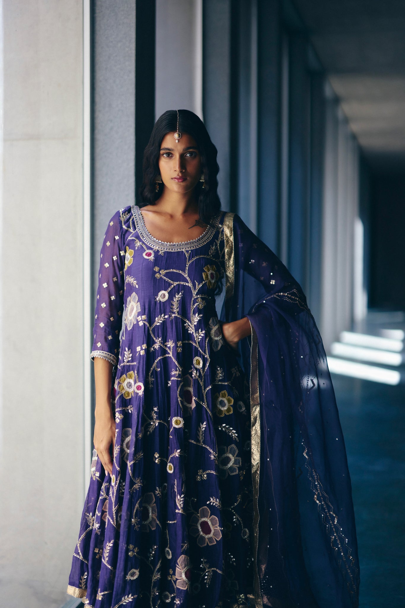 Iris Blue Anarkali Set