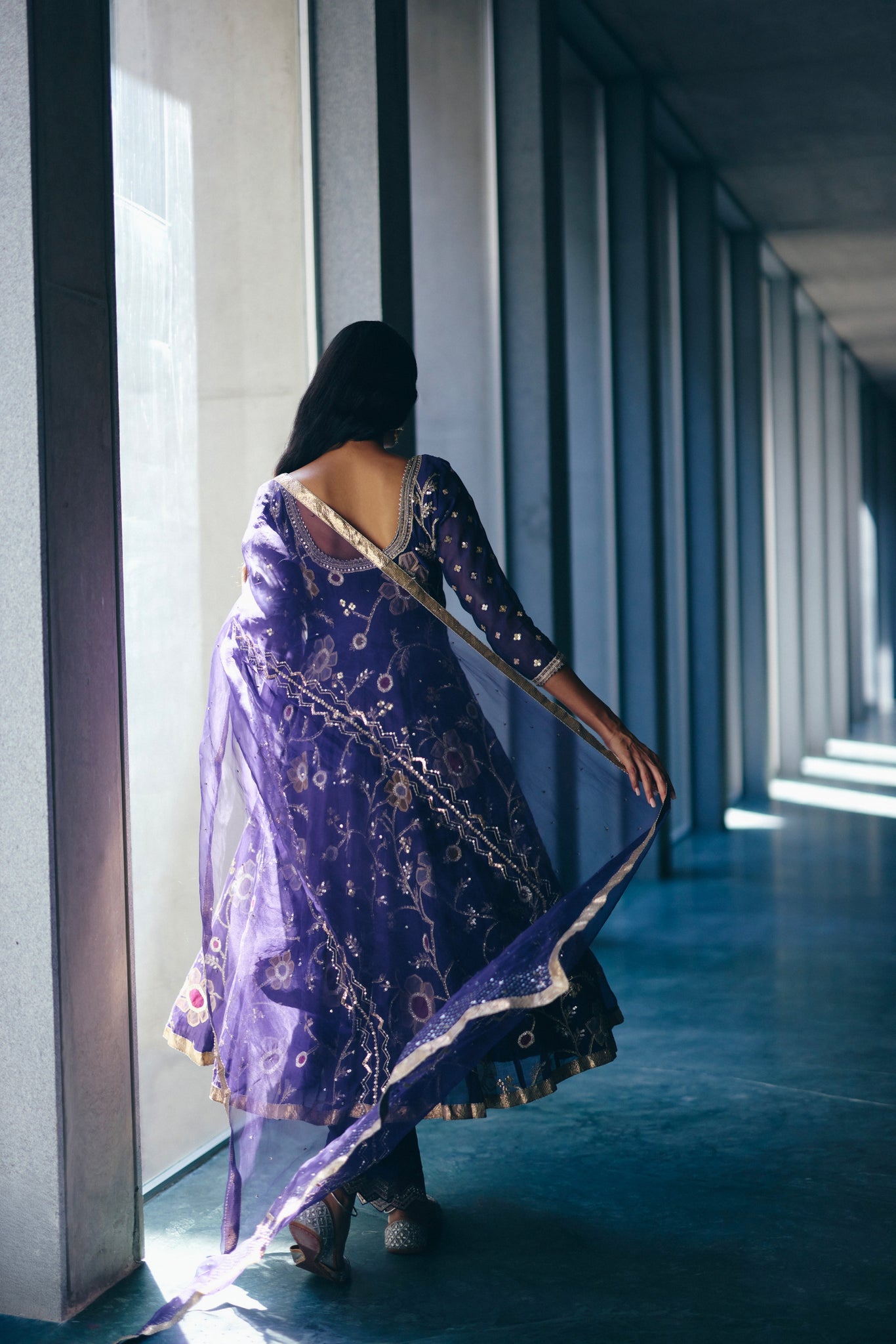 Iris Blue Anarkali Set