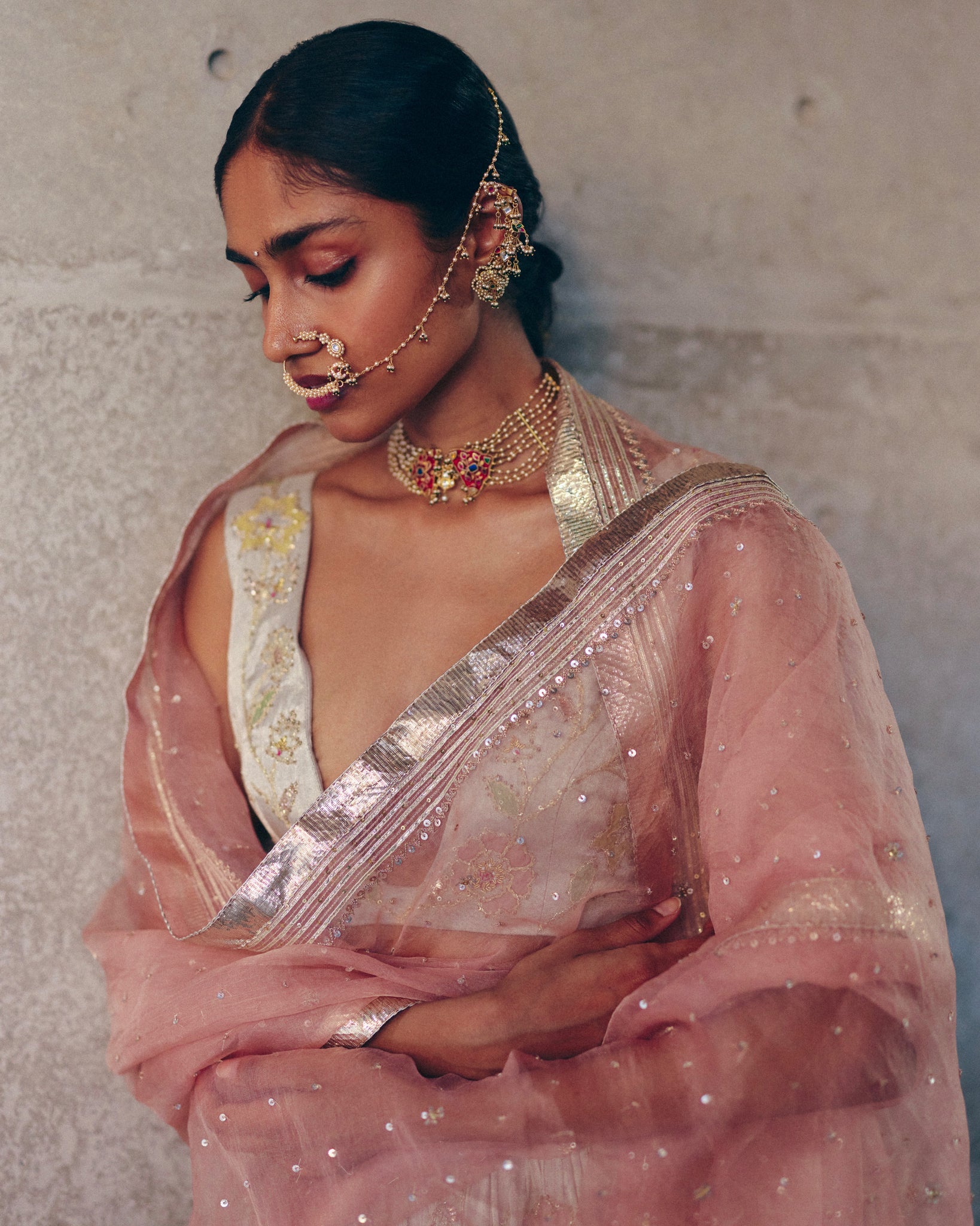 Silver Tissue Lehenga Set