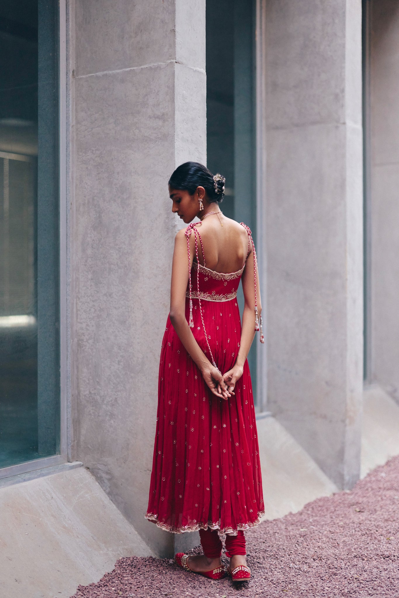 Red Spaghetti Anarkali