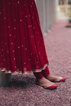 Red Spaghetti Anarkali