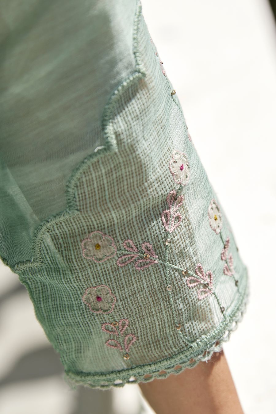 Sage Green Chanderi & Kota Sharara Set