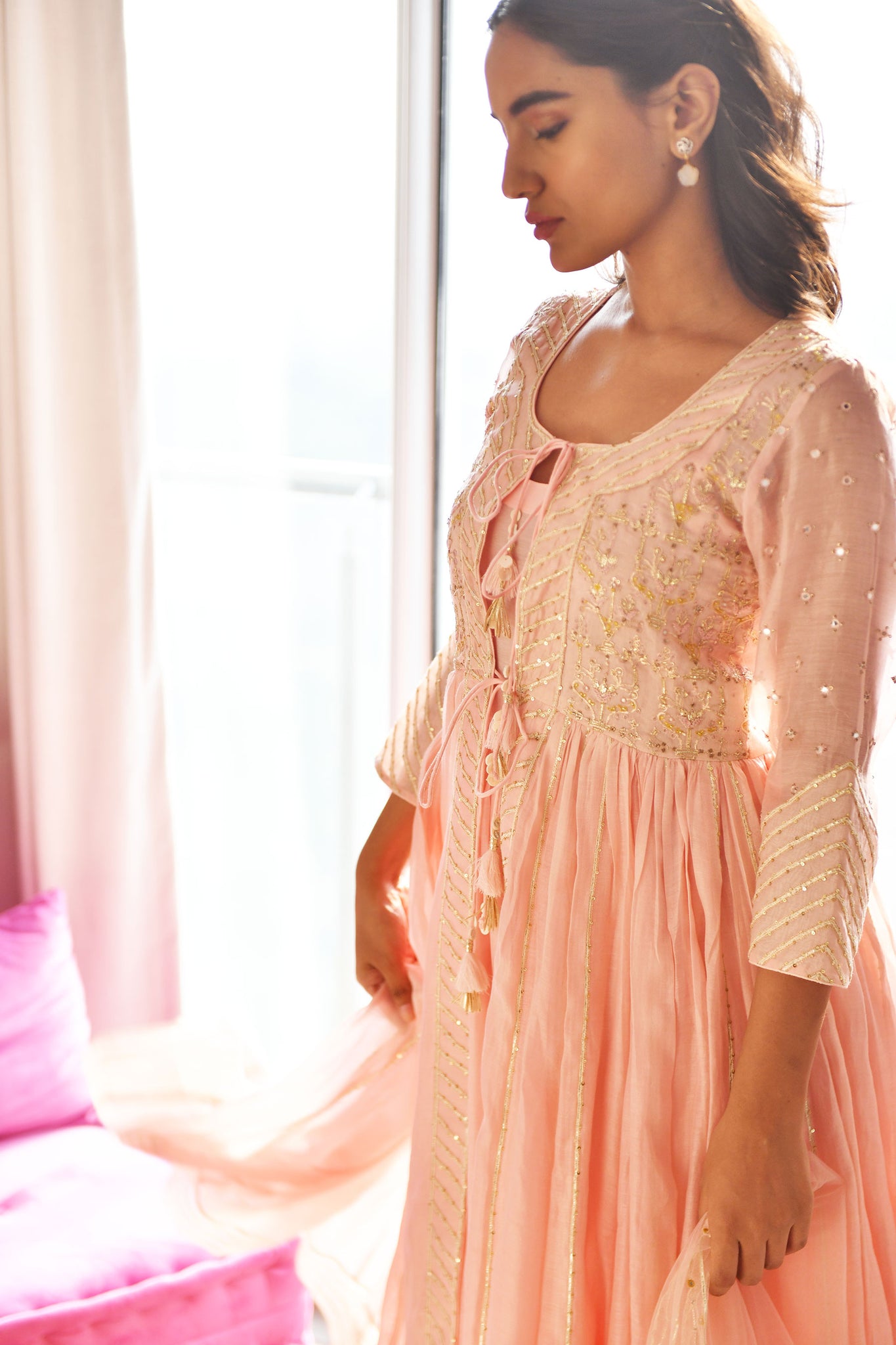 Charm Pink Jacket Anarkali Set