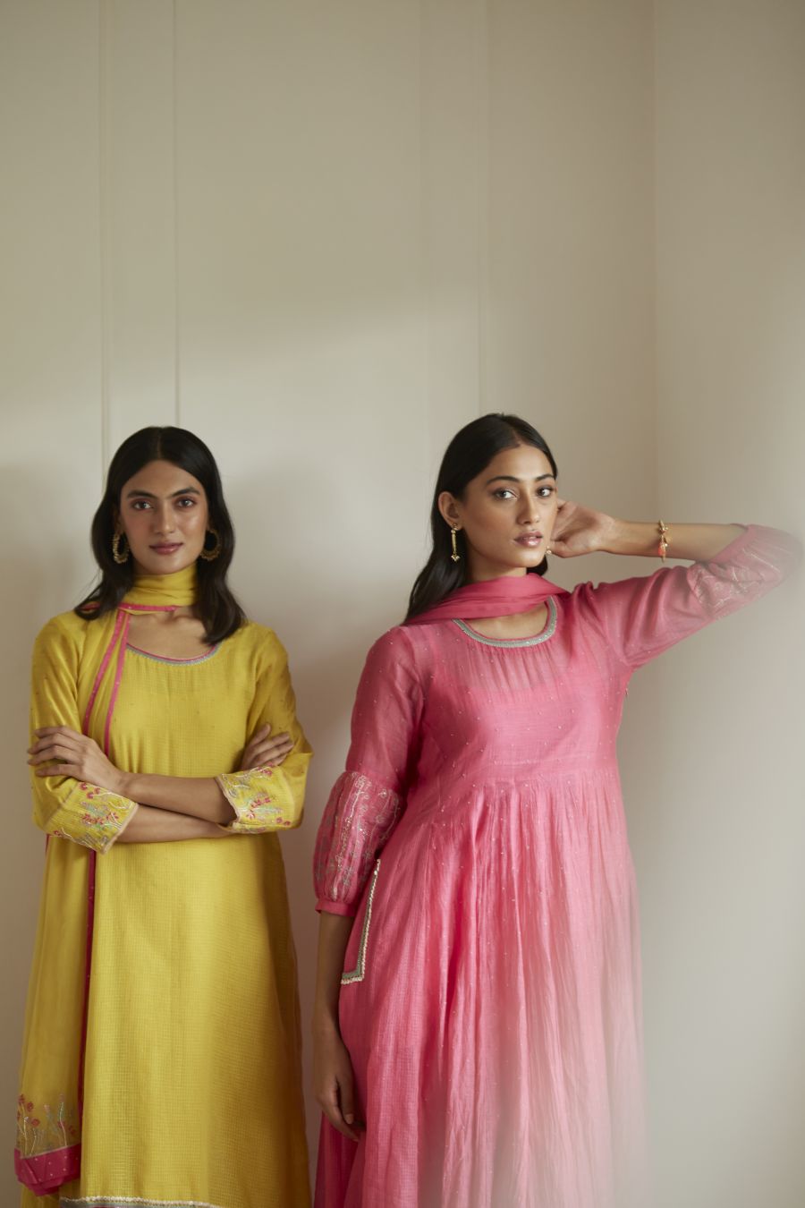 Mustard Yellow Layered Kurta Set