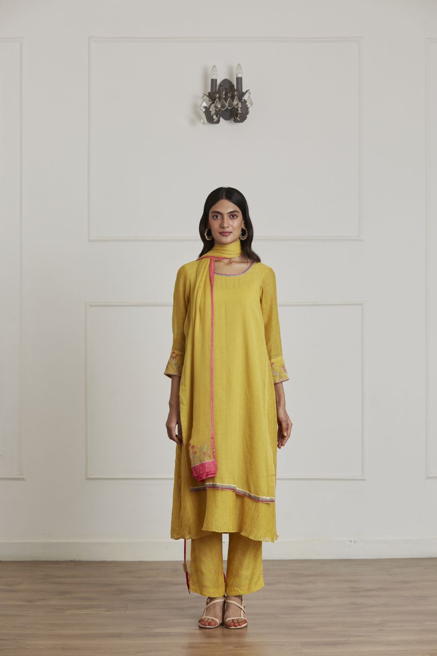 Mustard Yellow Layered Kurta Set