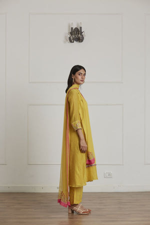 Mustard Yellow Layered Kurta Set