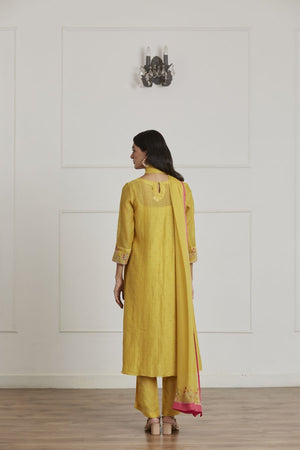 Mustard Yellow Layered Kurta Set