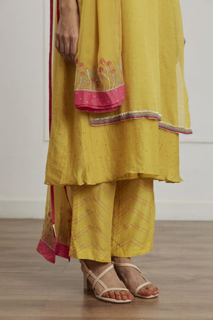 Mustard Yellow Layered Kurta Set