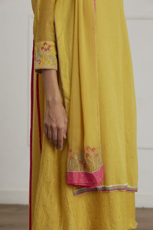 Mustard Yellow Layered Kurta Set
