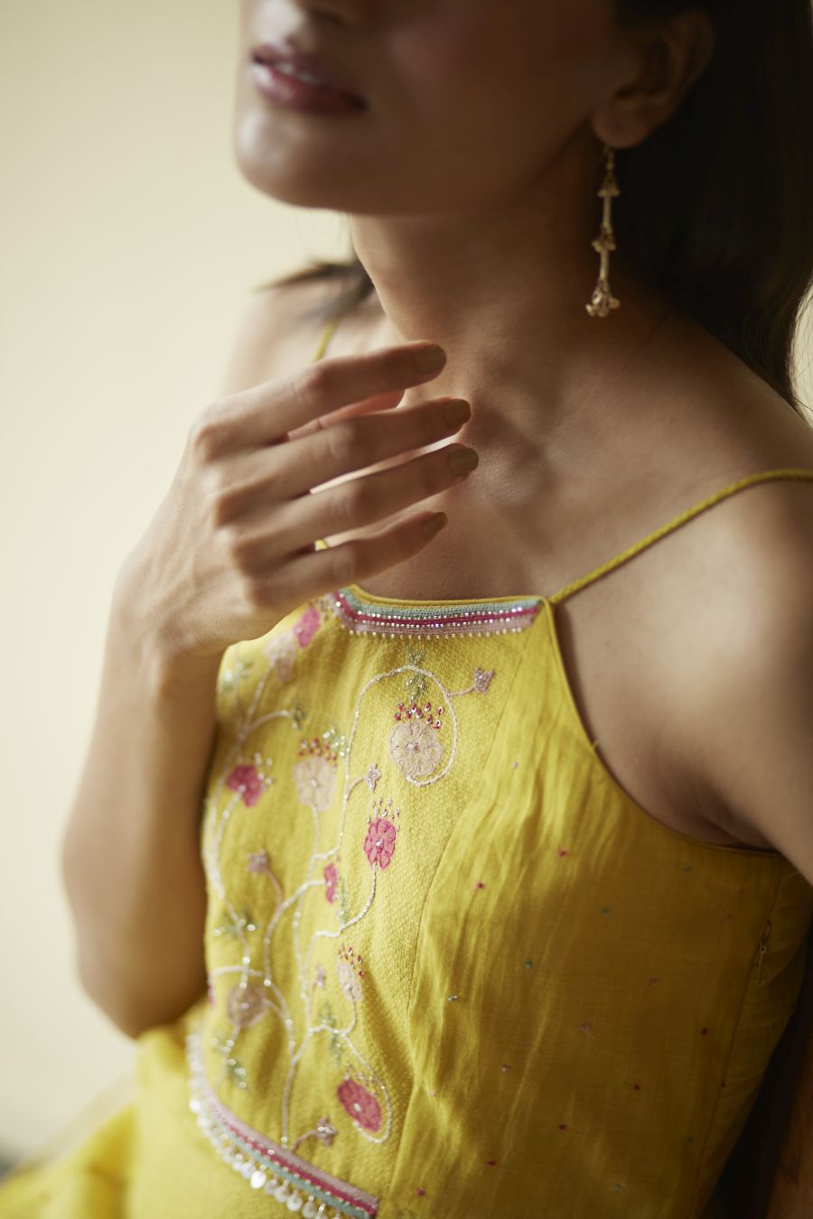 Mustard Yellow Silk Chanderi Kurta Paired With Silk Pants And Dupatta