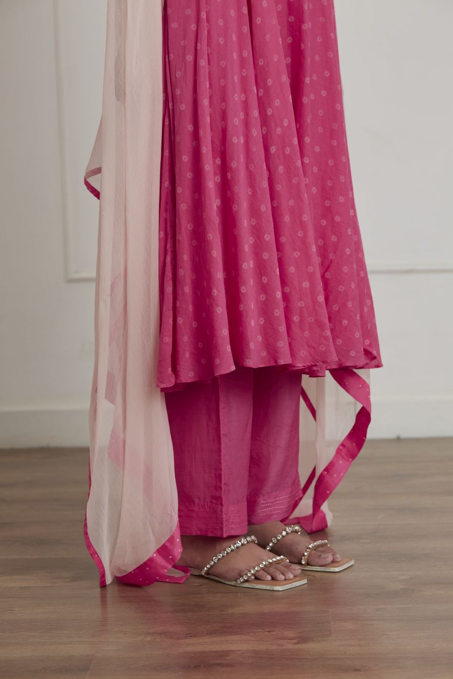 Fuschia Pink Sleeveless Anarkali Set