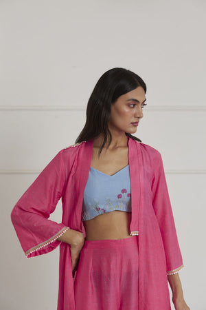 Fuschia Pink & Powder Blue Co-ord Set