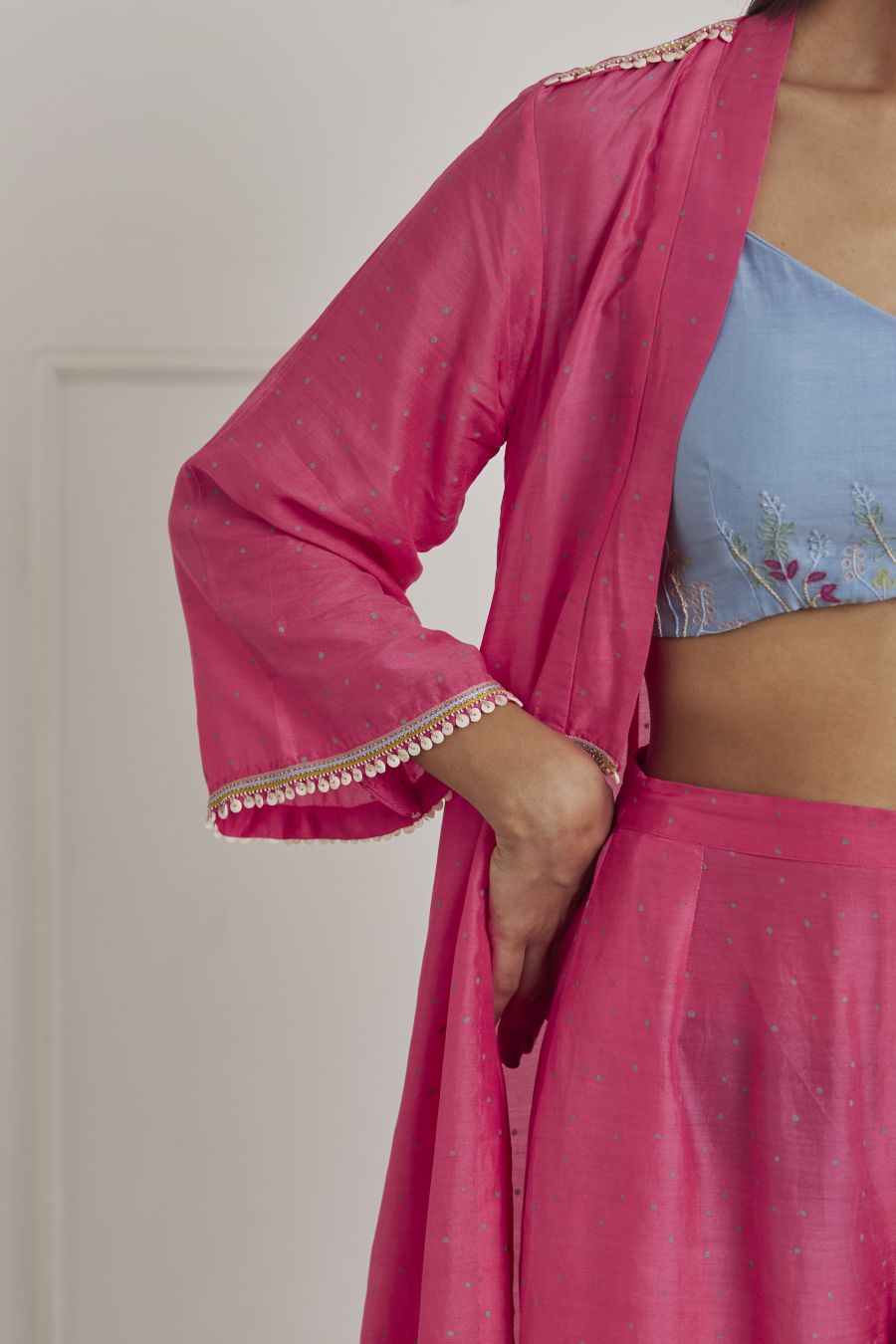 Fuschia Pink & Powder Blue Co-ord Set