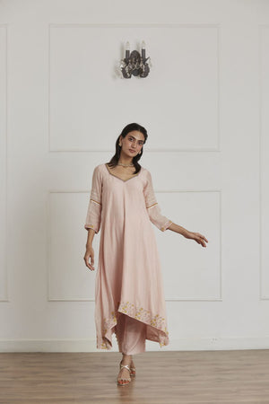 Baby Pink High Low Anarkali Set