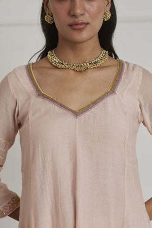 Baby Pink High Low Anarkali Set