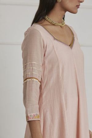 Baby Pink High Low Anarkali Set