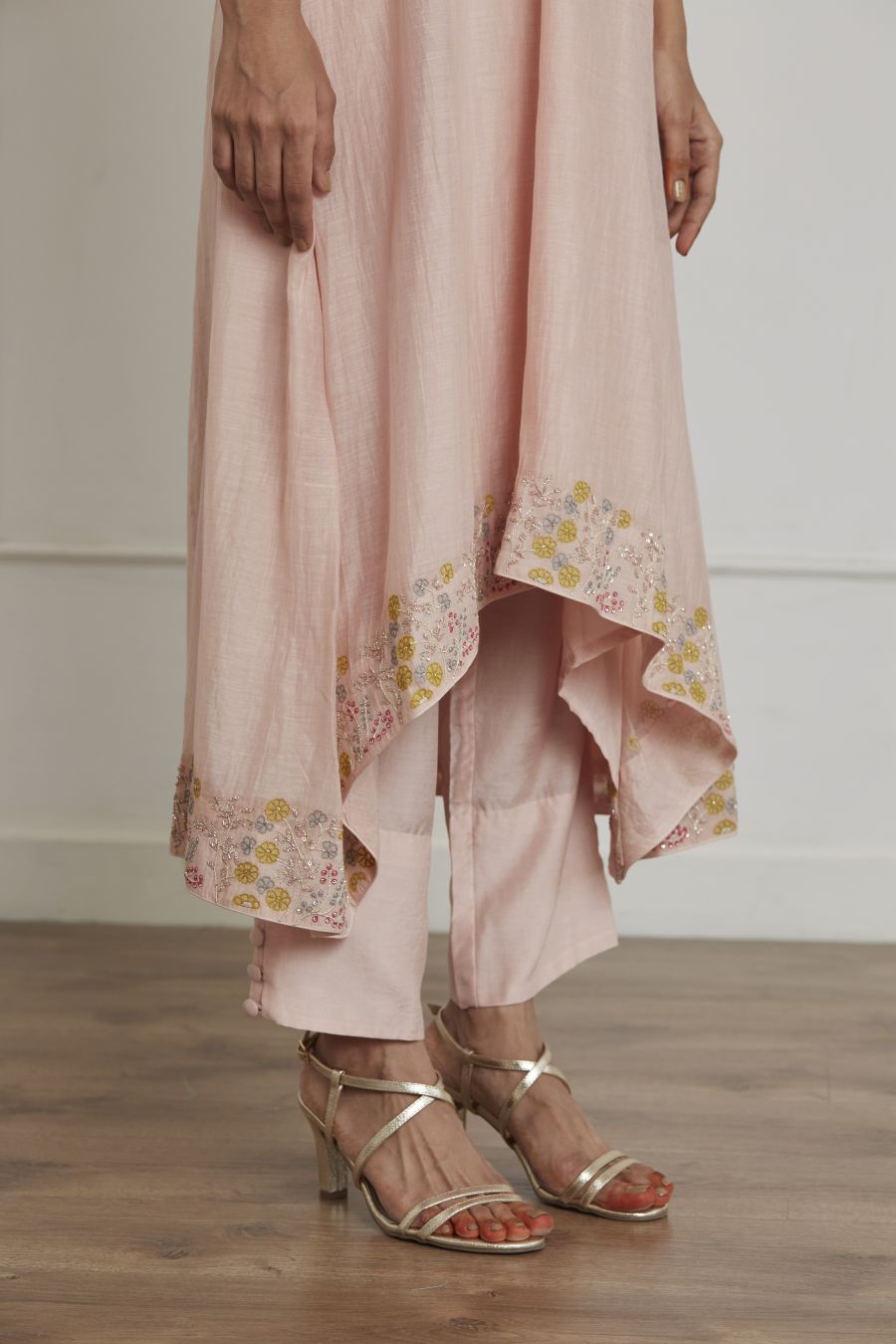 Baby Pink High Low Anarkali Set