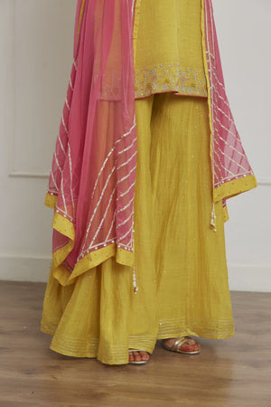 Mustard Yellow Sharara Set