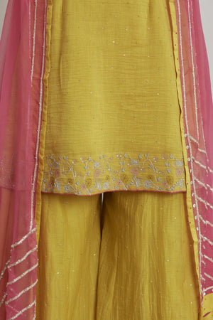 Mustard Yellow Sharara Set