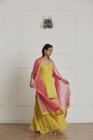 Mustard Yellow Sharara Set