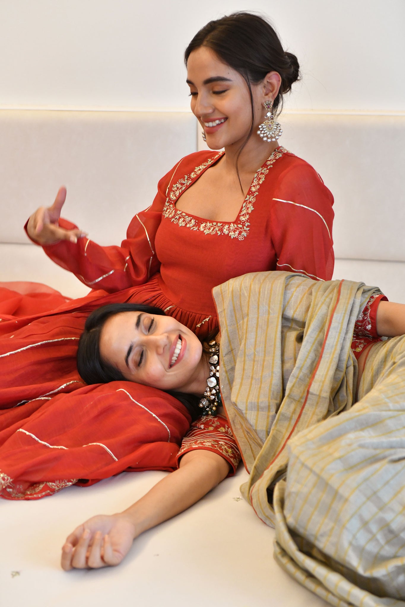 Chilli Pepper Silk and Chanderi Anarkali set