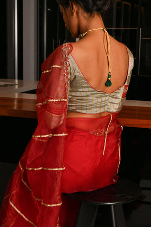 Chilli Pepper Organza Saree with Blouse