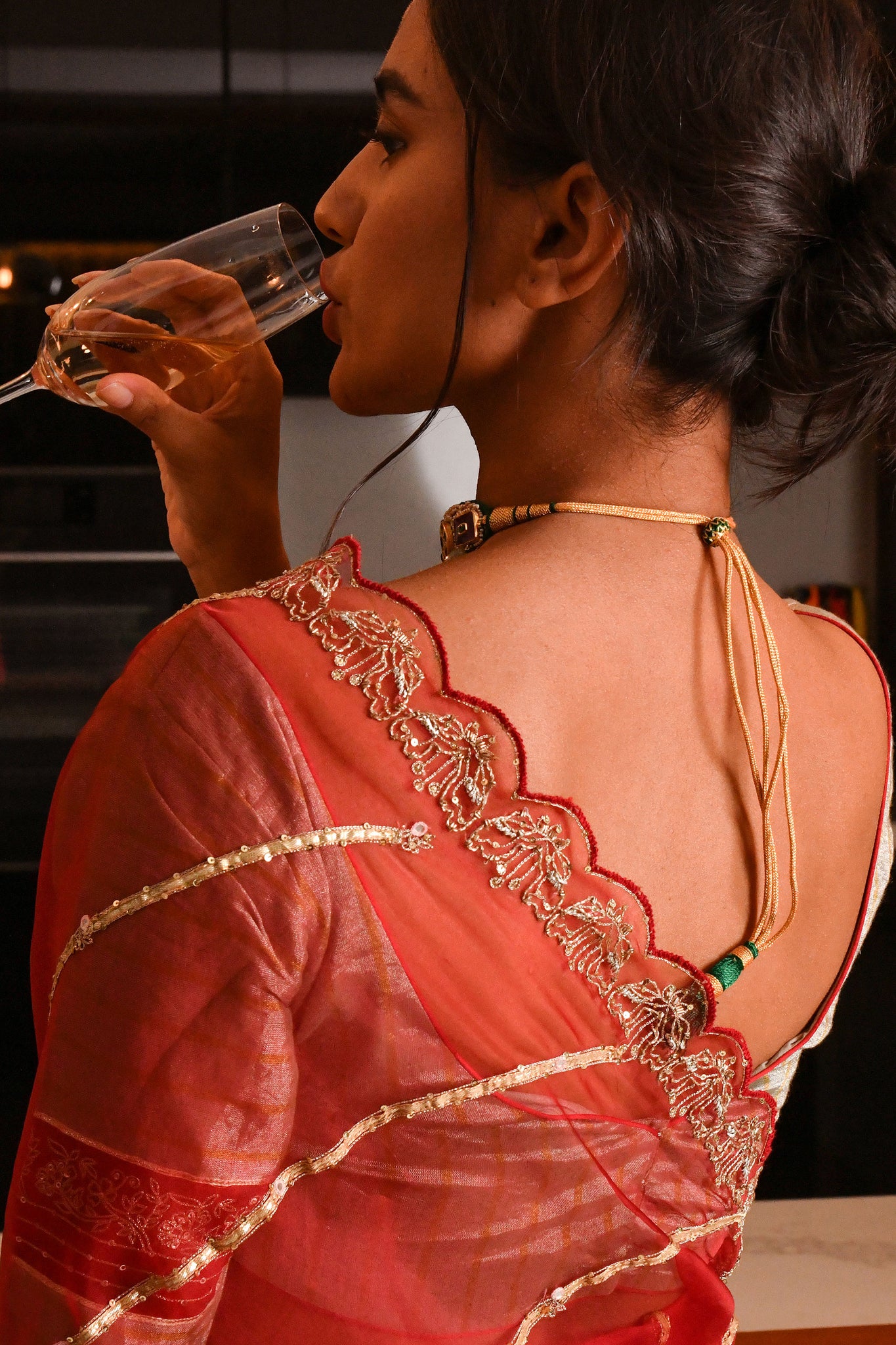 Chilli Pepper Organza Saree with Blouse