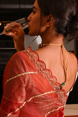 Chilli Pepper Organza Saree with Blouse