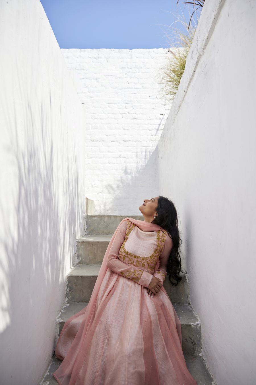 Muted Clay Chanderi & Kota Silk  Anarkali Set