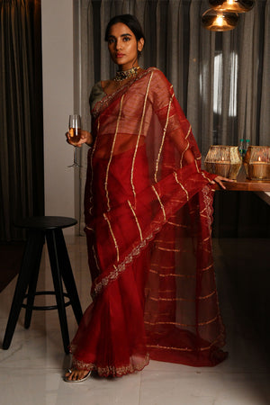 Chilli Pepper Organza Saree with Blouse