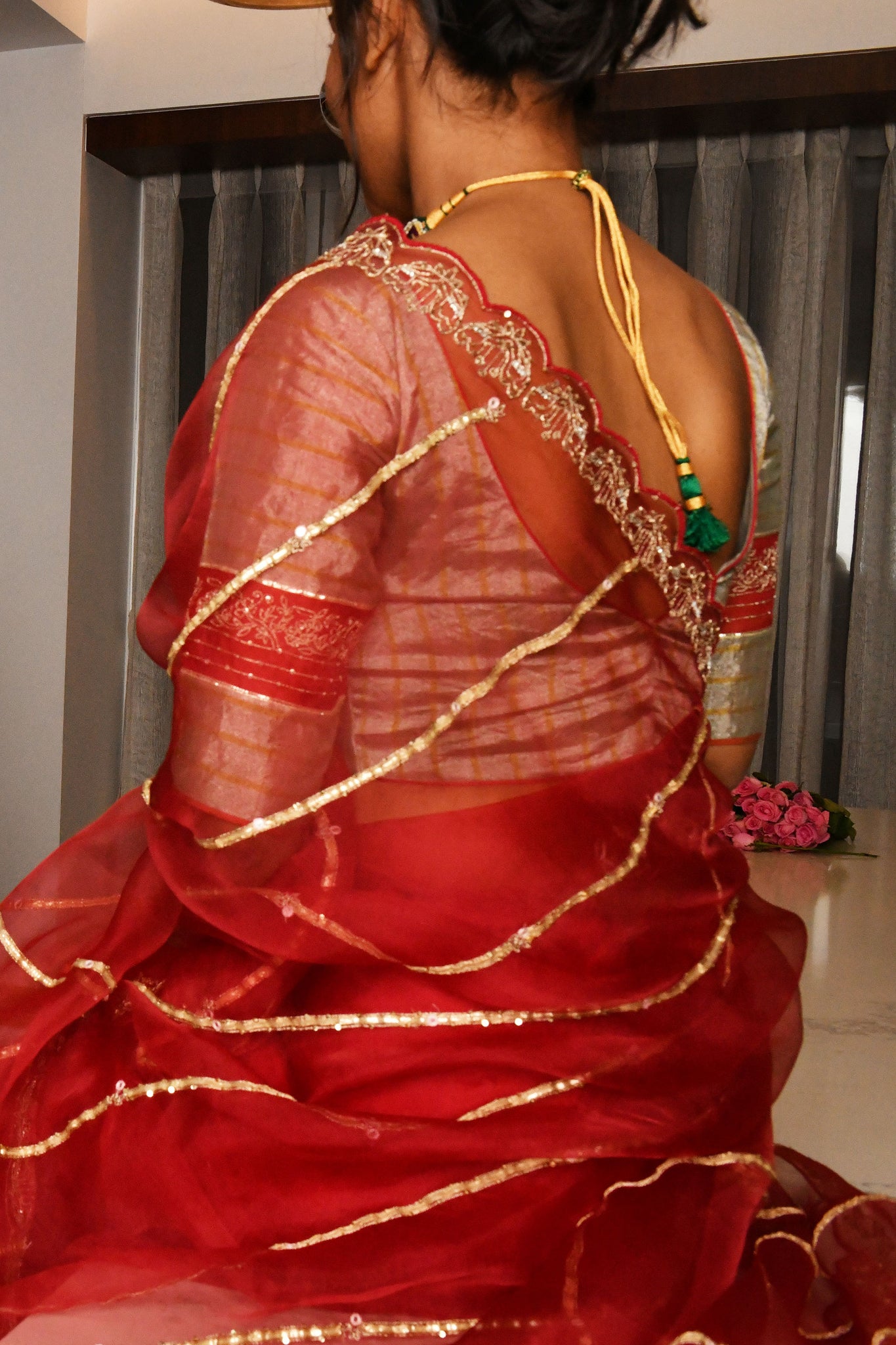 Chilli Pepper Organza Saree with Blouse