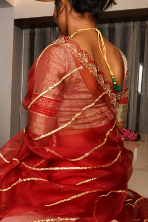 Chilli Pepper Organza Saree with Blouse