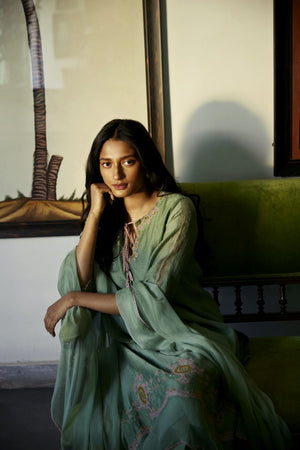 Sage Green Chanderi Straight Kurta Set