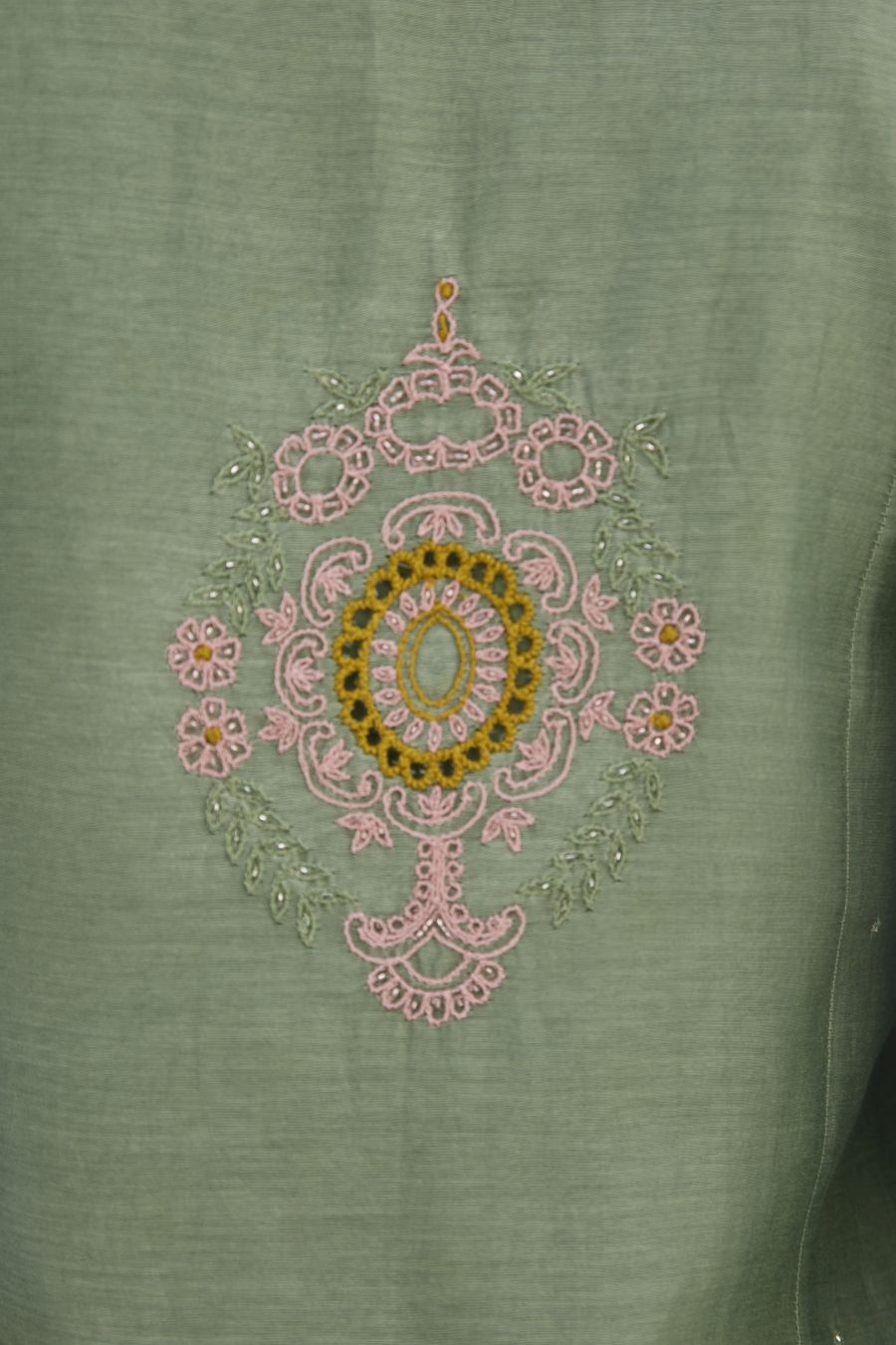 Sage Green Chanderi Straight Kurta Set