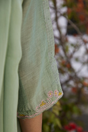 Sage Green Chanderi Straight Kurta Set