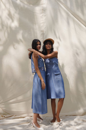 Handloom Denim Shift Dress